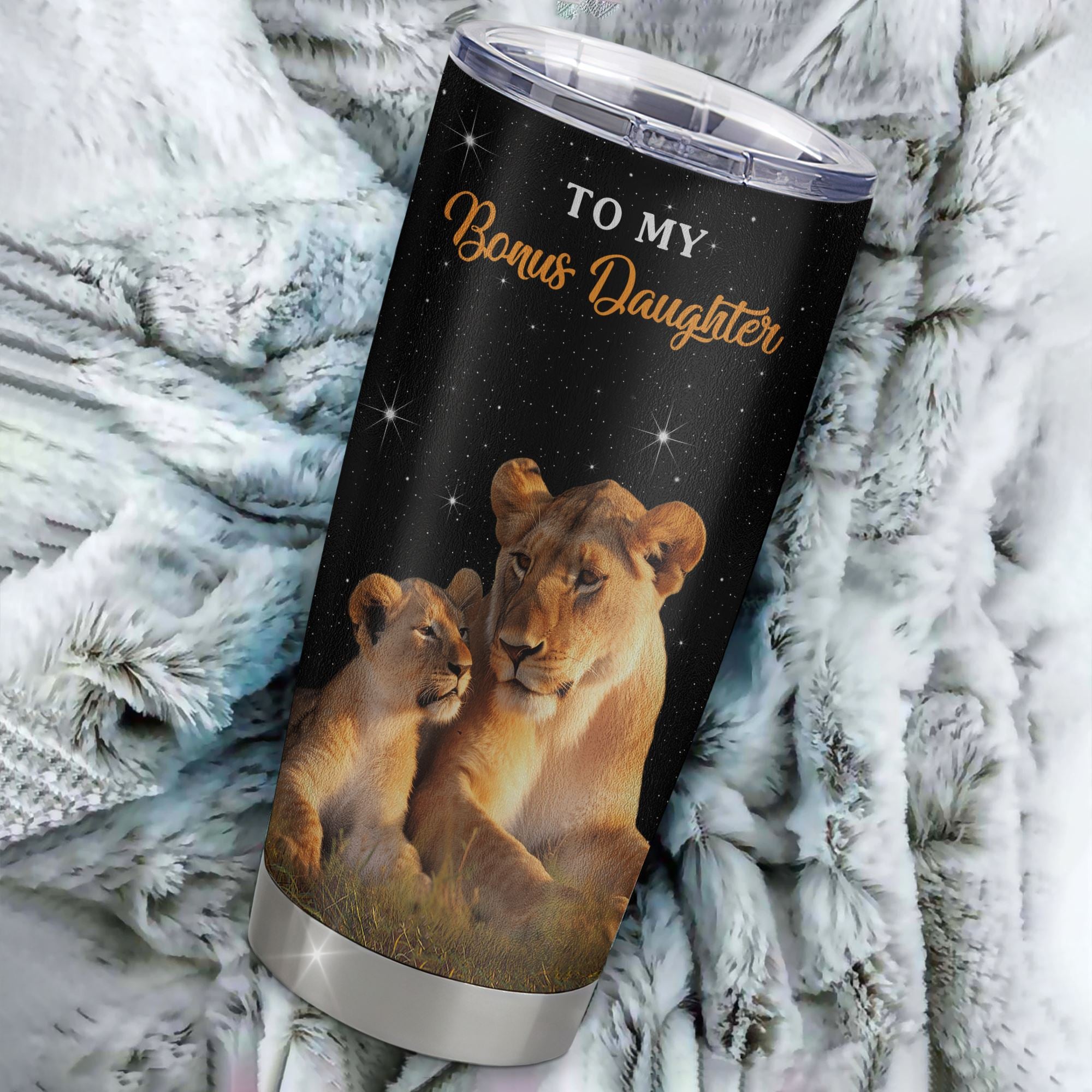 Personalized To My Bonus Daughter Tumbler From Stepmom Live Laugh Love Lion Stepdaughter Birthday Gifts Positive Graduation Christmas Custom Travel Mug | teecentury
