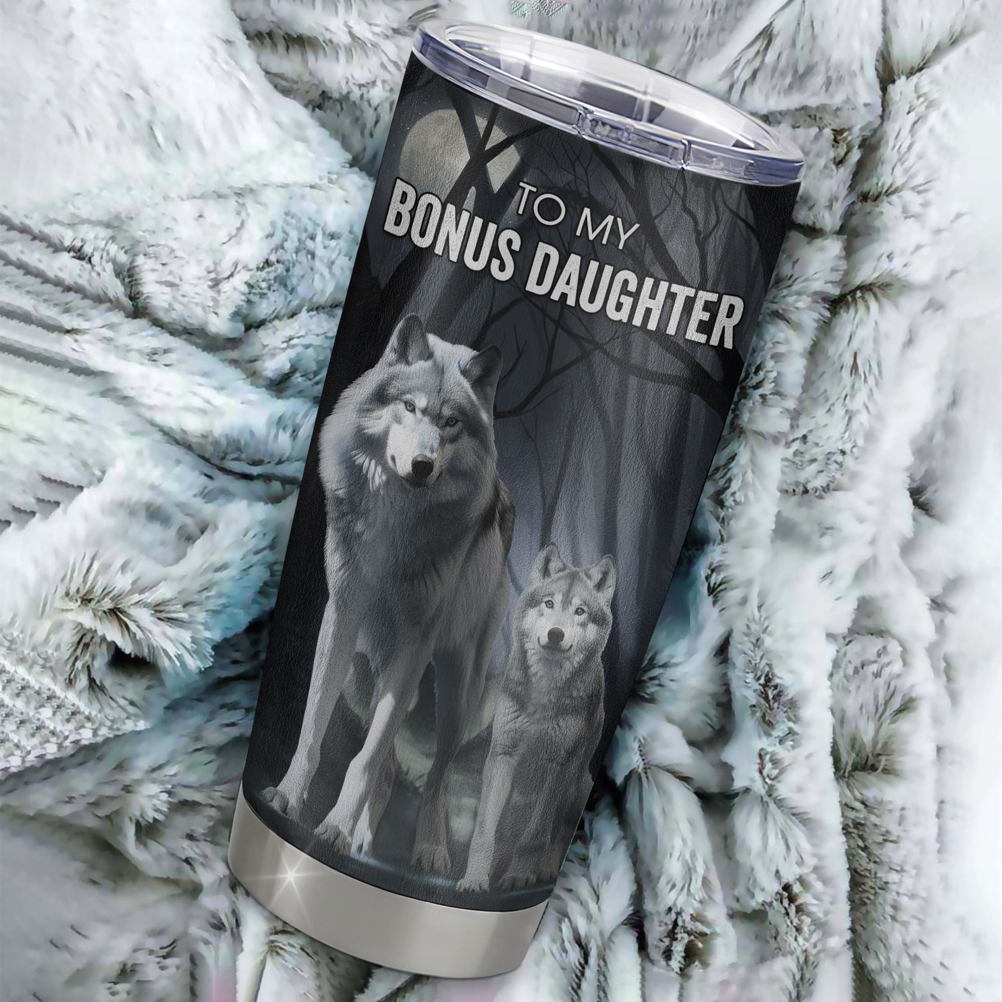 Personalized To My Bonus Daughter Tumbler From Stepmom Stainless Steel Cup Never Feel That You Are Alone Wolf Stepdaughter Birthday Gifts Christmas Custom Travel Mug | teecentury