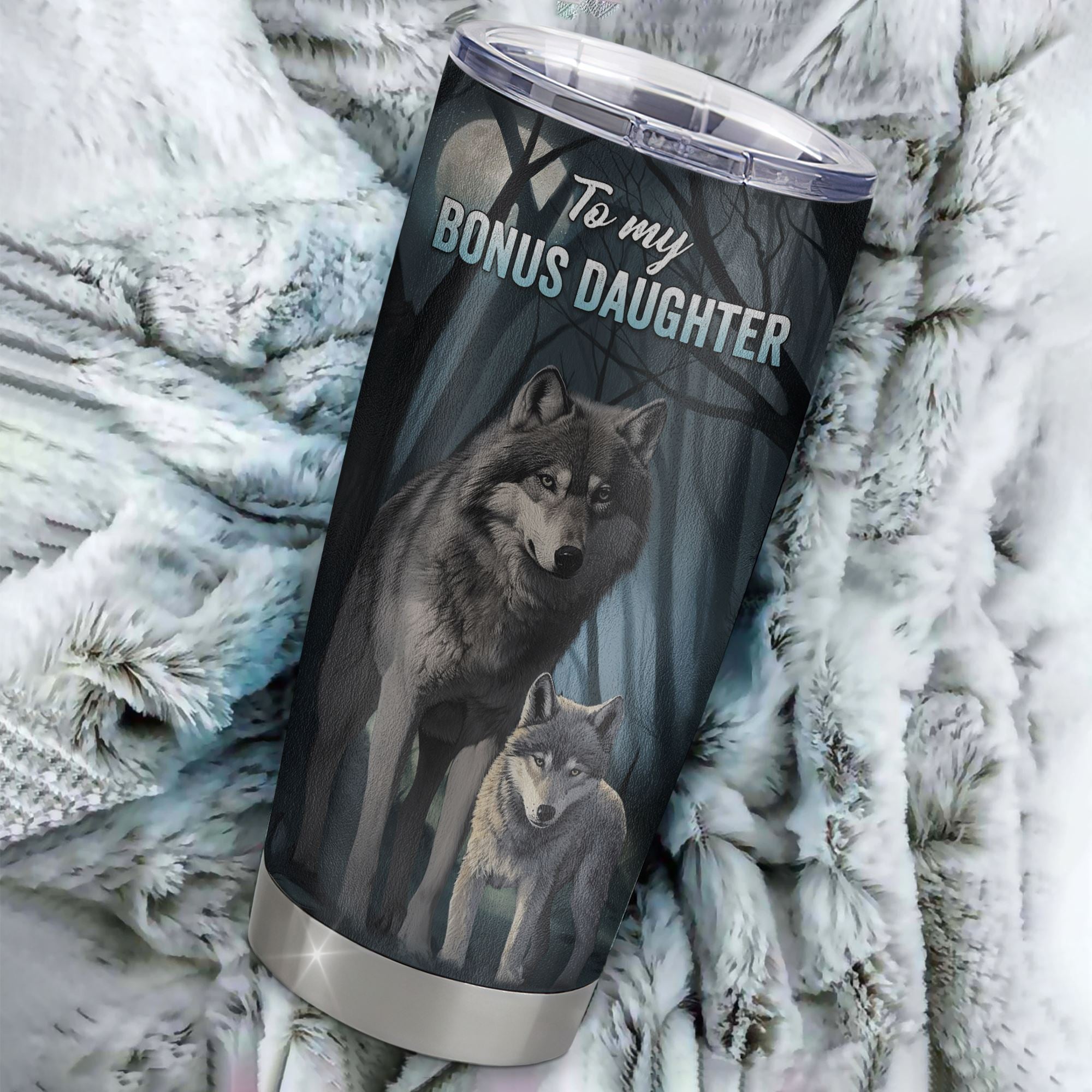 Personalized To My Bonus Daughter Tumbler From Stepmom Stepdad Stainless Steel Cup Never Feel That You Are Alone Wolf Birthday Graduation Christmas Travel Mug | teecentury