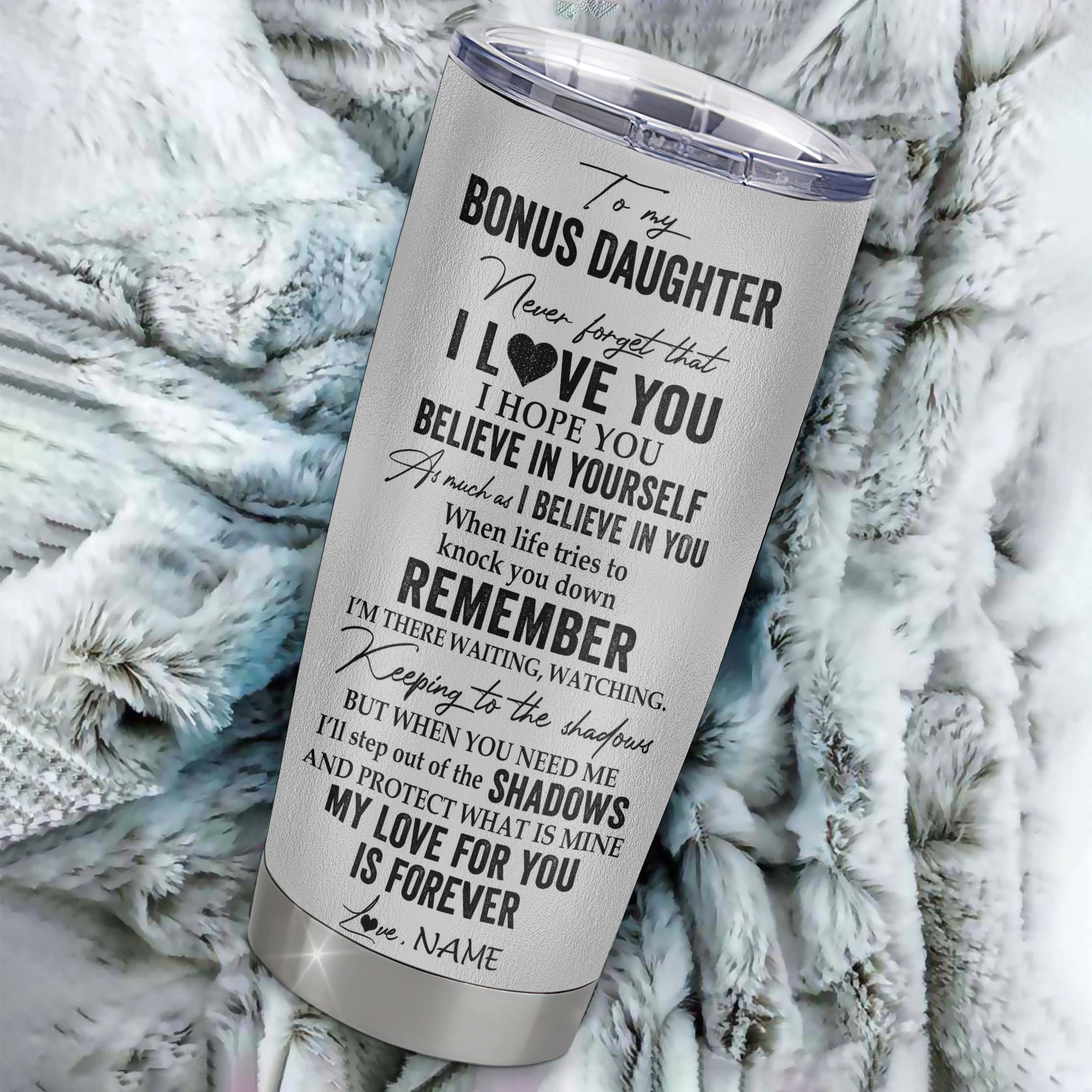 Personalized To My Bonus Daughter Tumbler From Stepmom Stepdad Stainless Steel Cup Wolf My Love For You Is Forever Stepdaughter Birthday Christmas Travel Mug | teecentury