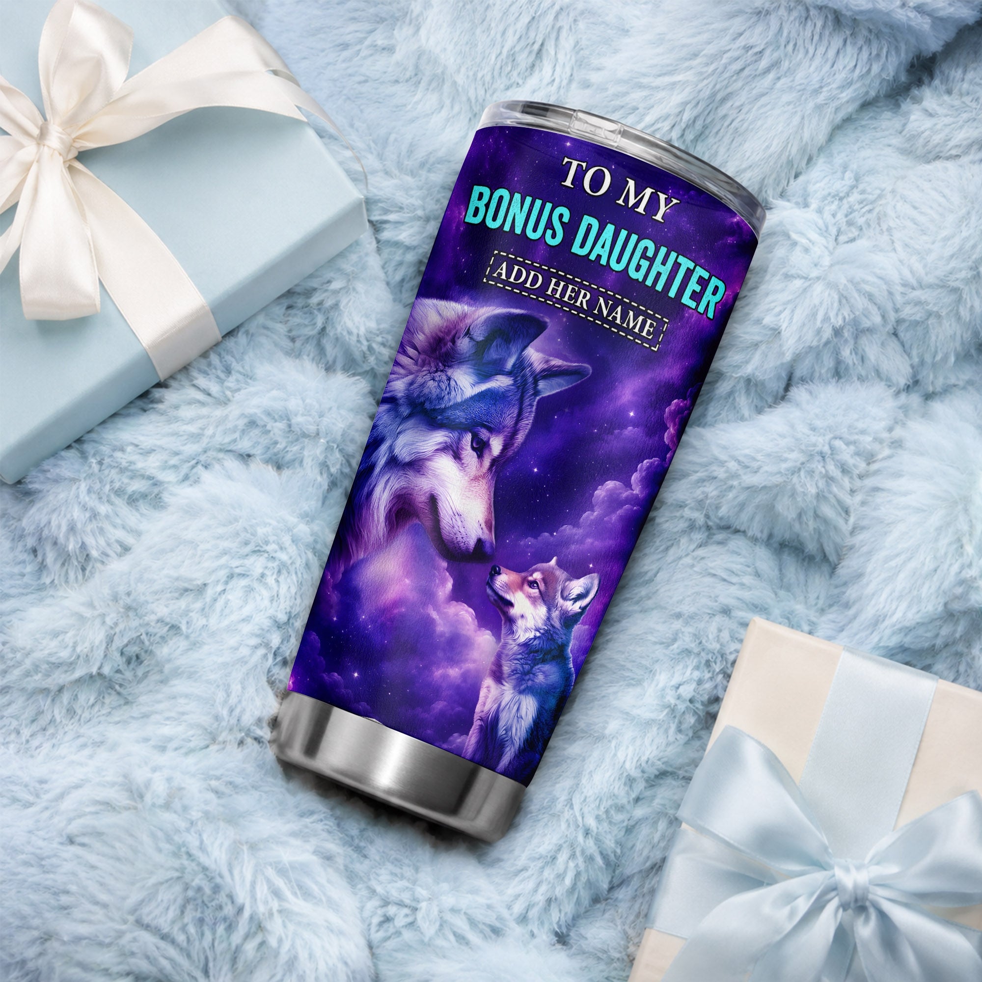 Personalized To My Bonus Daughter Tumbler From Stepmother Dad Wolf Never Forget I Love You Stepdaughter Birthday Gifts Christmas Custom Stainless Steel Travel Mug | teecentury