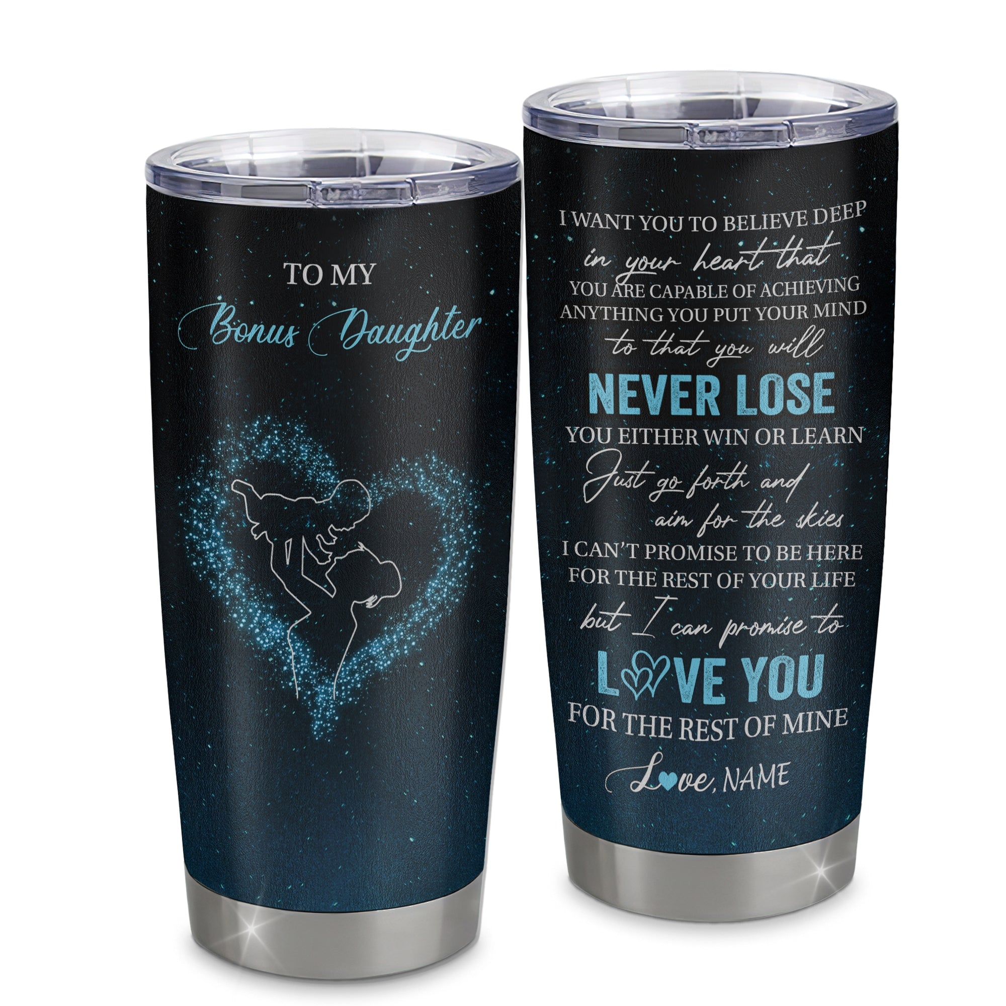 Personalized To My Bonus Daughter Tumbler From Stepmother Stainless Steel Cup Promise To Love You Stepdaughter Birthday Graduation Christmas Travel Mug | teecentury