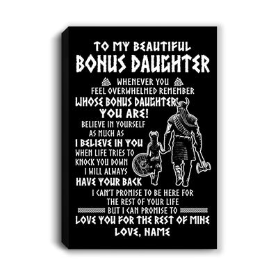 Personalized To My Bonus Daughter Viking Canvas From Step Dad Whenever You Feel Overwhelmed Stepdaughter Birthday Gifts Christmas Custom Wall Art Print Framed Canvas | teecentury