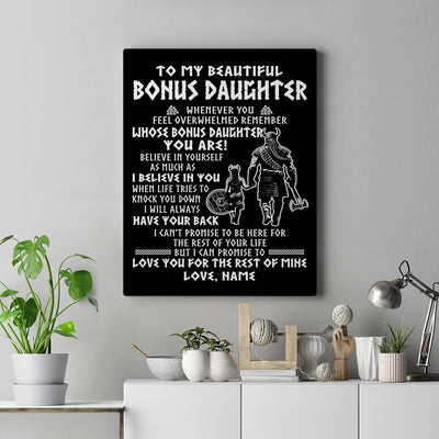 Personalized To My Bonus Daughter Viking Canvas From Step Dad Whenever You Feel Overwhelmed Stepdaughter Birthday Gifts Christmas Custom Wall Art Print Framed Canvas | teecentury