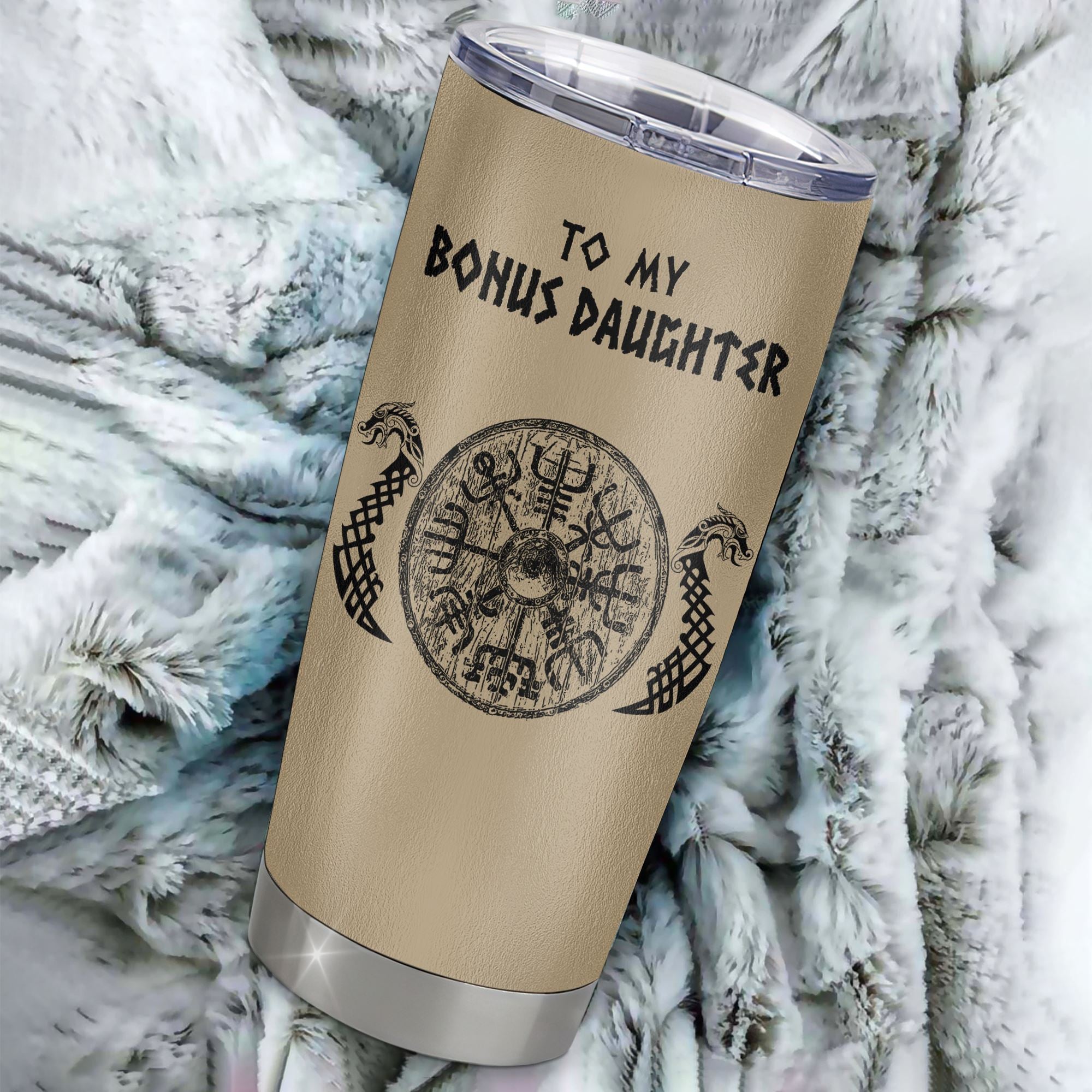 Personalized To My Bonus Daughter Viking Tumbler From Stepmother Dad I Wish You The Strength Scandinavian Norse Runes Viking For Women Birthday Gifts Custom Travel Mug | teecentury
