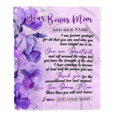 Personalized To My Bonus Mom Gifts From Stepdaughter Blanket Flower You Are Beautiful Gifts For Stepmom Mothers Day Birthday Christmas Fleece Blanket | teecentury