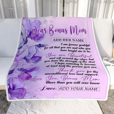 Personalized To My Bonus Mom Gifts From Stepdaughter Blanket Flower You Are Beautiful Gifts For Stepmom Mothers Day Birthday Christmas Fleece Blanket | teecentury
