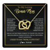 Interlocking Hearts Necklace 18K Yellow Gold Finish | 1 | Personalized To My Bonus Mom Gifts Necklace From Stepdaughter Stepson Grateful Thank You Stepmom Birthday Gifts Mothers Day Christmas Gift Box Message Card | teecentury