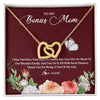 Interlocking Hearts Necklace 18K Yellow Gold Finish | Personalized To My Bonus Mom Necklace Thank You For Being A Part Of My Life Mother In Law Stepmom Jewelry Birthday Mothers Day Customized Gift Box Message Card | teecentury