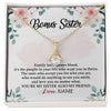 Alluring Beauty Necklace 18K Yellow Gold Finish | Personalized To My Bonus Sister Necklace You're My Sister Also My Friend Sister Pendant Jewelry Wedding Birthday Christmas Customized Gift Box Message Card | teecentury