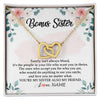 Interlocking Hearts Necklace 18K Yellow Gold Finish | Personalized To My Bonus Sister Necklace You're My Sister Also My Friend Sister Pendant Jewelry Wedding Birthday Christmas Customized Gift Box Message Card | teecentury