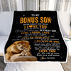 Personalized To My Bonus Son Blanket From Stepfather Stepdad Live Laugh Love Lion Stepson Birthday Gifts Positive Graduation Christmas Fleece Throw Blanket | teecentury