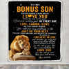 Personalized To My Bonus Son Blanket From Stepfather Stepdad Live Laugh Love Lion Stepson Birthday Gifts Positive Graduation Christmas Fleece Throw Blanket | teecentury