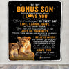 Personalized To My Bonus Son Blanket From Stepmom Stepmother Live Laugh Love Lion Stepson Birthday Gifts Positive Graduation Christmas Fleece Throw Blanket | teecentury