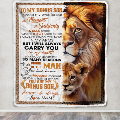 Personalized To My Bonus Son Blanket From Stepmother Stepdad I Closed My Eyes Great Stepson Birthday Gifts Graduation Christmas Customized Fleece Blanket | teecentury
