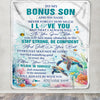 Personalized To My Bonus Son Blanket Turtle I Love You Forever From Stepmom Stepdad Stepson Birthday Gifts Christmas Graduation Customized Fleece Blanket | teecentury