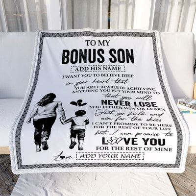 Personalized To My Bonus Son Blanket You Will Never Lose From Stepmother Stepmom Stepson Birthday Gifts Graduation Christmas Customized Fleece Blanket | teecentury