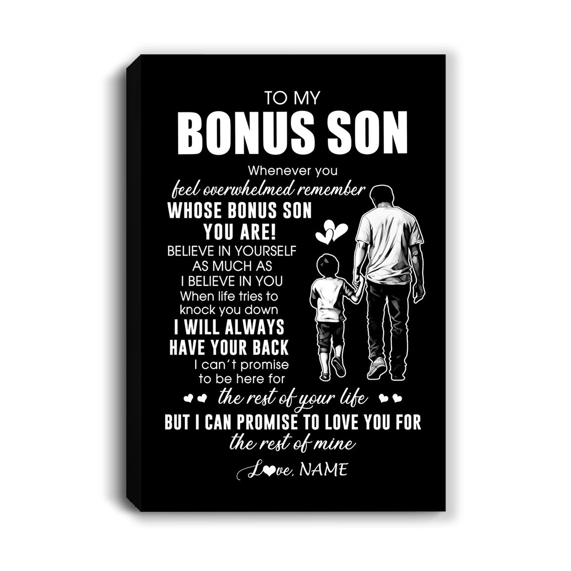 Personalized To My Bonus Son Canvas From Stepfather Whenever You Feel Overwhelmed Stepson Birthday Gifts Graduation Christmas Custom Wall Art Print Framed Canvas | teecentury