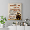 Personalized To My Bonus Son Canvas From Stepmom Stepdad This Old Bear Love You Stepson Birthday Gifts Graduation Christmas Custom Wall Art Print Framed Canvas | teecentury