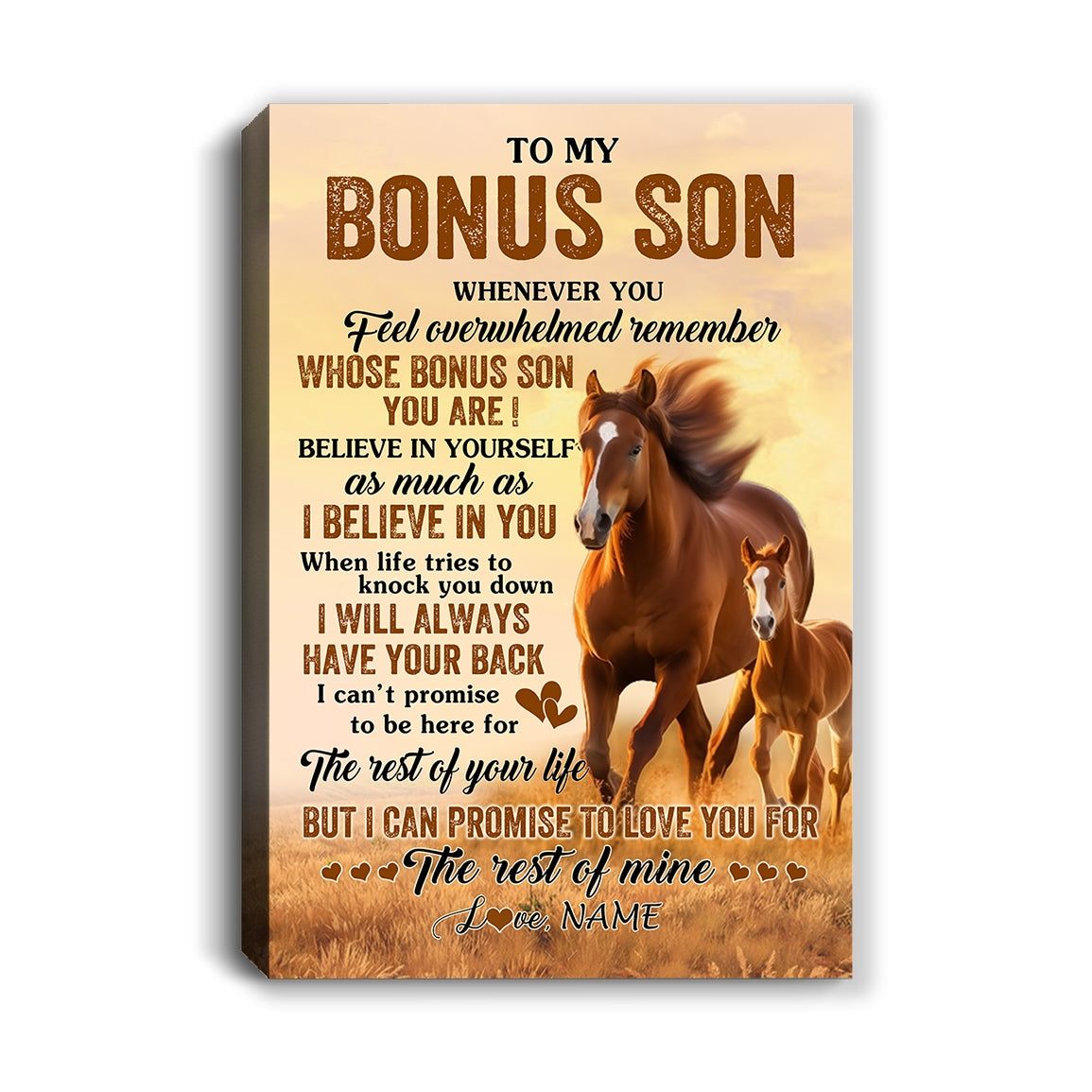 Personalized To My Bonus Son Canvas From Stepmom Stepdad Whenever You Feel Horse Stepson Birthday Gifts Graduation Christmas Custom Wall Art Print Framed Canvas | teecentury
