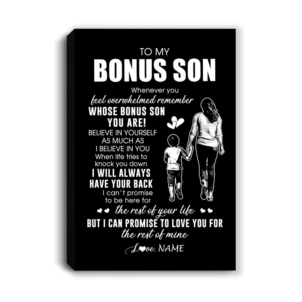 Personalized To My Bonus Son Canvas From Stepmother Whenever You Feel Overwhelmed Stepson Birthday Gifts Graduation Christmas Custom Wall Art Print Framed Canvas | teecentury