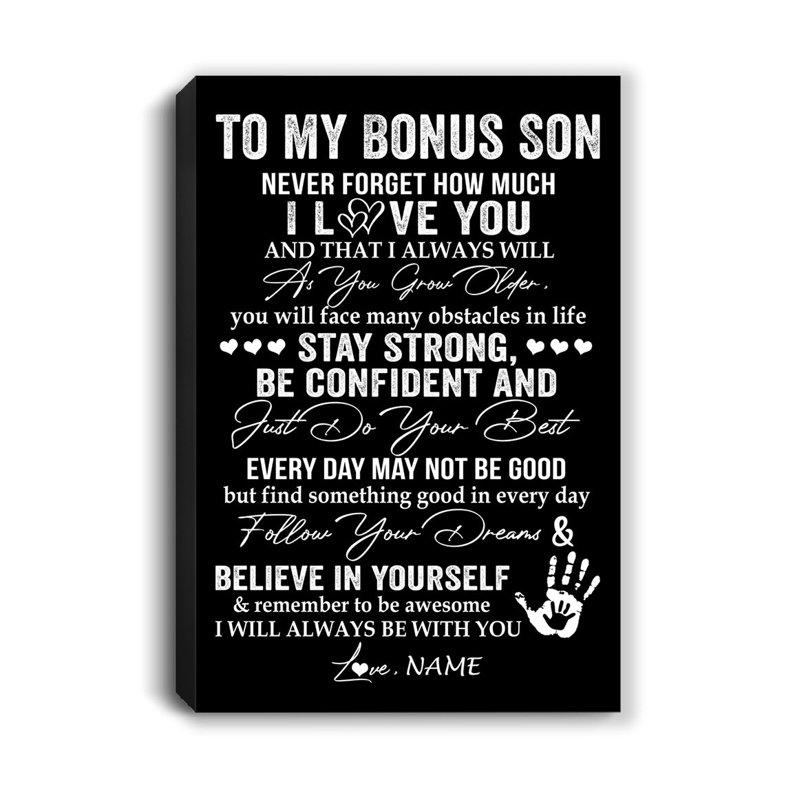 Personalized To My Bonus Son Canvas I Love You Forever From Stepmom Dad Stepson Birthday Gifts Christmas Thanksgiving Graduation Custom Wall Art Print Framed Canvas | teecentury