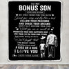 Personalized To My Bonus Son Gifts Blanket From Stepdad My Only Wish For You Stepson Birthday Gifts Graduation Christmas Customized Fleece Throw Blanket | teecentury