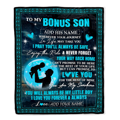 Personalized To My Bonus Son Gifts Blanket From Stepdad Promise To Love You Gifts For Stepson Birthday Graduation Christmas Custom Fleece Throw Blanket | teecentury