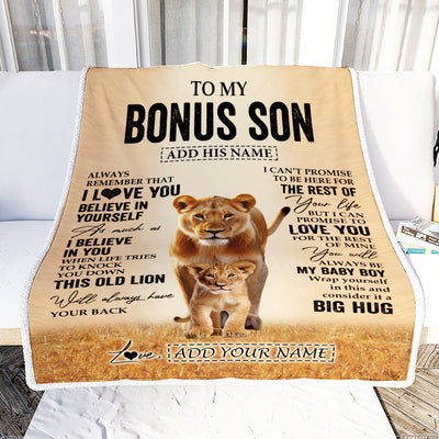 Personalized To My Bonus Son Gifts Blanket From Stepmom Stepdad Always Remember Lion Gifts For Stepson Birthday Graduation Christmas Customized Fleece Blanket | teecentury