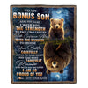 Personalized To My Bonus Son Gifts Blanket From Stepmom Stepdad I Wish You The Strength Bear Stepson Birthday Gifts Christmas Graduation Fleece Blanket | teecentury