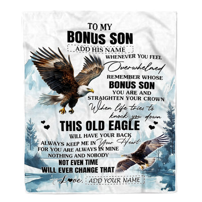 Personalized To My Bonus Son Gifts Blanket From Stepmom Stepdad Whenever Eagle Unique Birthday Gifts For Stepson Graduation Christmas Custom Fleece Blanket | teecentury