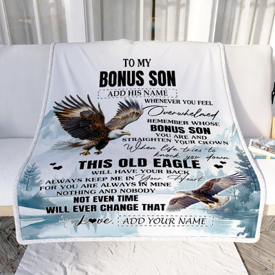 Personalized To My Bonus Son Gifts Blanket From Stepmom Stepdad Whenever Eagle Unique Birthday Gifts For Stepson Graduation Christmas Custom Fleece Blanket | teecentury