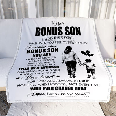 Personalized To My Bonus Son Gifts Blanket From Stepmom Stepdad Whenever Woman Unique Birthday Gifts For Stepson Graduation Christmas Custom Fleece Blanket | teecentury