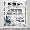 Personalized To My Bonus Son Gifts Blanket From Stepmom Stepdad White Tiger My Only Wish For You Stepson Birthday Gifts Graduation Christmas Fleece Blanket | teecentury