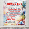 Personalized To My Bonus Son Gifts Blanket From Stepmom Wherever Your Journey In Life Beach Stepson Birthday Gifts Graduation Customized Fleece Throw Blanket | teecentury