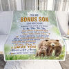 Personalized To My Bonus Son Gifts Blanket From Stepmom Wherever Your Journey In Life Bear Stepson Birthday Gifts Graduation Customized Fleece Throw Blanket | teecentury