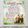 Personalized To My Bonus Son Gifts Blanket From Stepmom Wherever Your Journey In Life Bear Stepson Birthday Gifts Graduation Customized Fleece Throw Blanket | teecentury