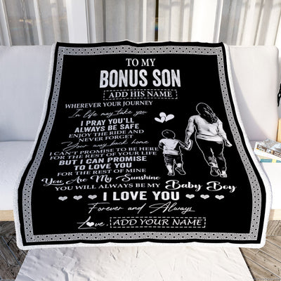 Personalized To My Bonus Son Gifts Blanket From Stepmom Wherever Your Journey In Life Stepmother Stepdaughter Birthday Gifts Christmas Custom Fleece Blanket | teecentury