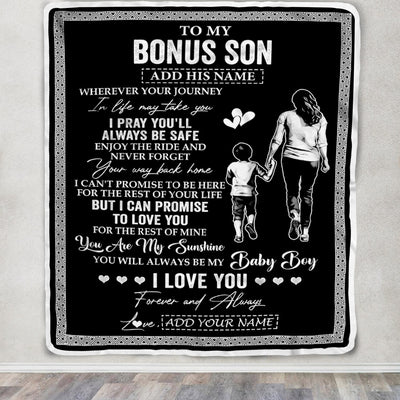Personalized To My Bonus Son Gifts Blanket From Stepmom Wherever Your Journey In Life Stepmother Stepdaughter Birthday Gifts Christmas Custom Fleece Blanket | teecentury