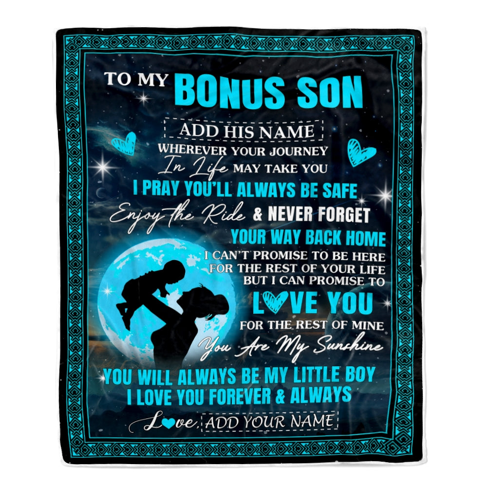 Personalized To My Bonus Son Gifts Blanket From Stepmother Promise To Love You Gifts For Stepson Birthday Graduation Christmas Custom Fleece Throw Blanket | teecentury