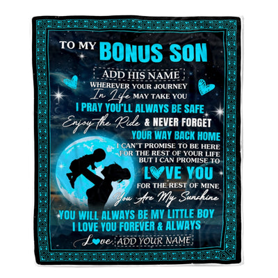 Personalized To My Bonus Son Gifts Blanket From Stepmother Promise To Love You Gifts For Stepson Birthday Graduation Christmas Custom Fleece Throw Blanket | teecentury