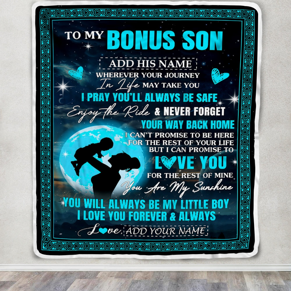 Personalized To My Bonus Son Gifts Blanket From Stepmother Promise To Love You Gifts For Stepson Birthday Graduation Christmas Custom Fleece Throw Blanket | teecentury