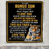 Personalized To My Bonus Son Gifts Blanket From Stepmother Stepdad This Old Tiger Love You Stepson Birthday Gifts Graduation Christmas Custom Fleece Blanket | teecentury