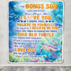 Personalized To My Bonus Son Gifts Blanket From Stepmother Stepdad This Old Turtle Love You Stepson Birthday Gifts Graduation Christmas Custom Fleece Blanket | teecentury