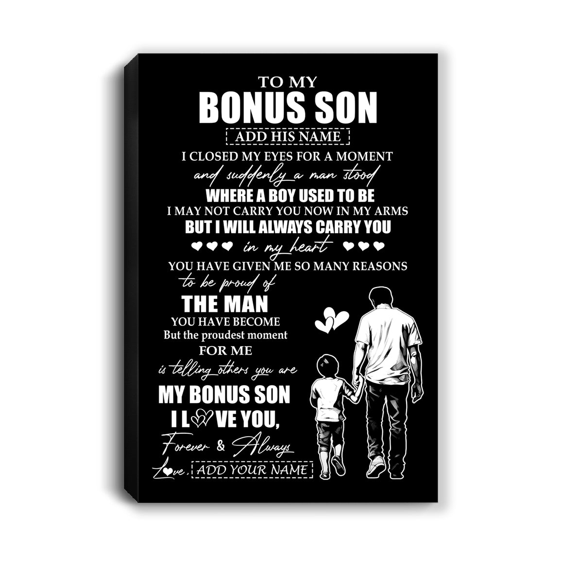 Personalized To My Bonus Son Gifts Canvas From Stepdad I Closed My Eyes For A Moment Stepson Birthday Graduation Christmas Custom Wall Art Print Framed Canvas | teecentury