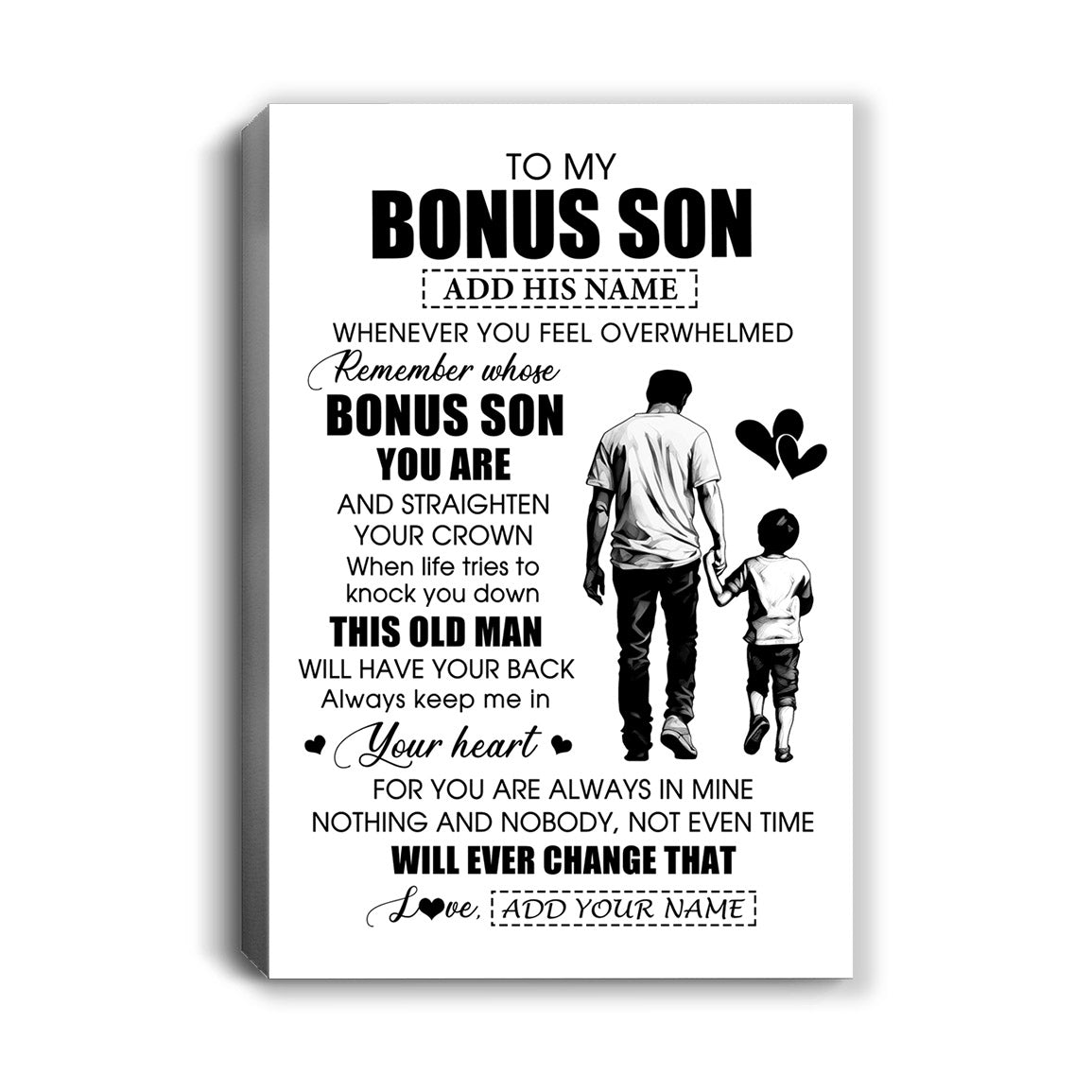 Personalized To My Bonus Son Gifts Canvas From Stepdad Whenever Man Unique Birthday Gifts For Stepson Graduation Christmas Custom Wall Art Print Framed Canvas | teecentury