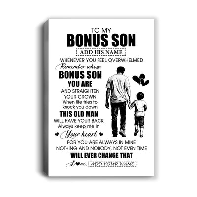 Personalized To My Bonus Son Gifts Canvas From Stepdad Whenever Man Unique Birthday Gifts For Stepson Graduation Christmas Custom Wall Art Print Framed Canvas | teecentury