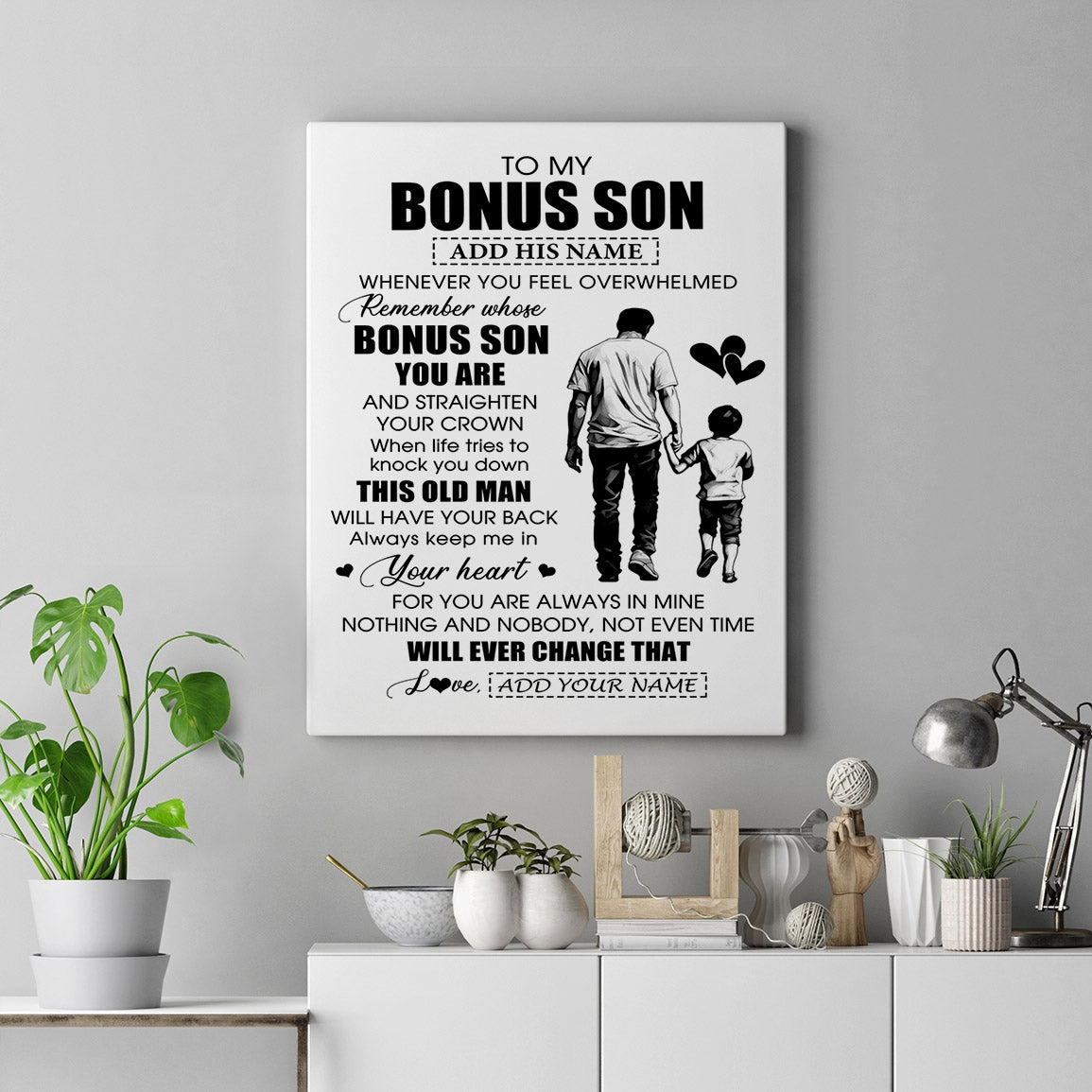 Personalized To My Bonus Son Gifts Canvas From Stepdad Whenever Man Unique Birthday Gifts For Stepson Graduation Christmas Custom Wall Art Print Framed Canvas | teecentury