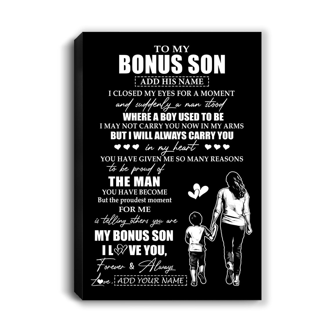 Personalized To My Bonus Son Gifts Canvas From Stepmom I Closed My Eyes For A Moment Stepson Birthday Graduation Christmas Custom Wall Art Print Framed Canvas | teecentury