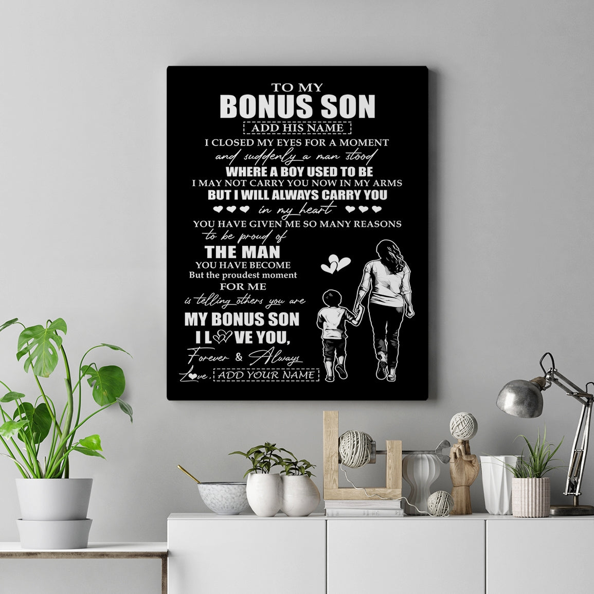 Personalized To My Bonus Son Gifts Canvas From Stepmom I Closed My Eyes For A Moment Stepson Birthday Graduation Christmas Custom Wall Art Print Framed Canvas | teecentury